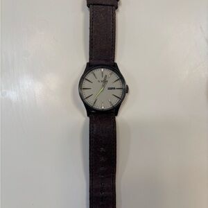Nixon Black Case with Dark Brown Strap Watch